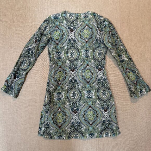 Athleta Silk Blend Swim Cover Up XXS Paisley Boho Print Lightweight Beach Dress - Picture 8 of 10